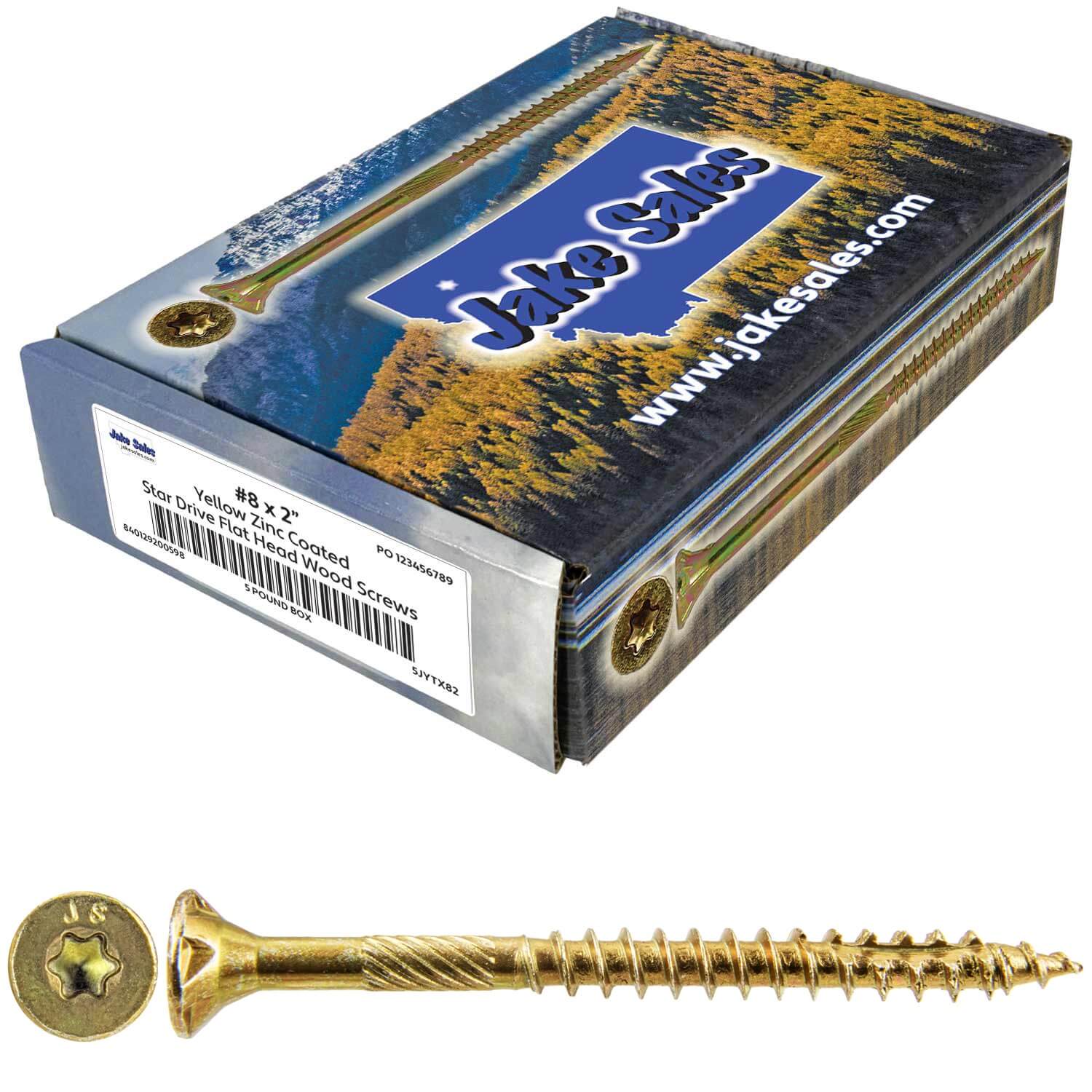 #8 Gold Star/Torx Drive Zinc Coated T-20 Flat Head Wood Screws - Image 21