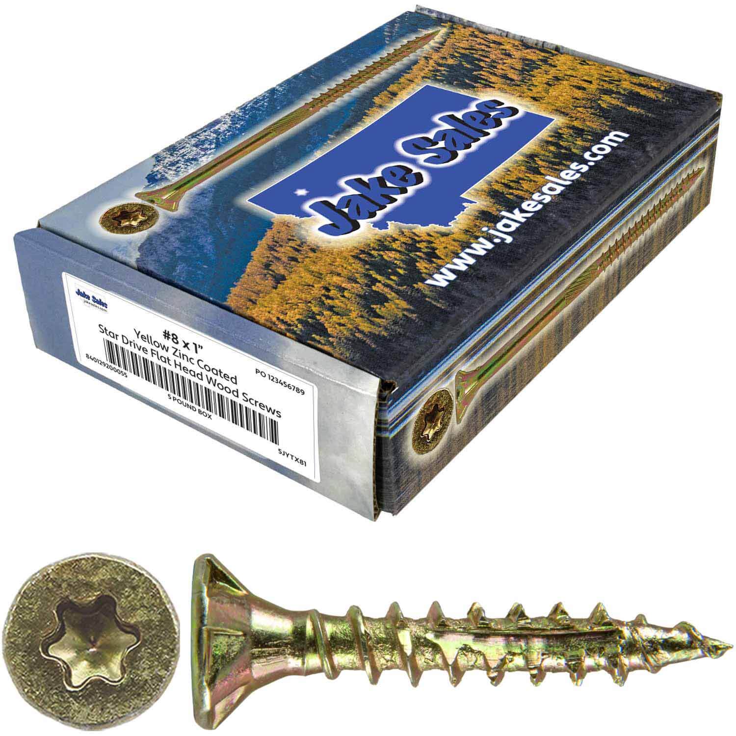 #8 Gold Star/Torx Drive Zinc Coated T-20 Flat Head Wood Screws - Image 22