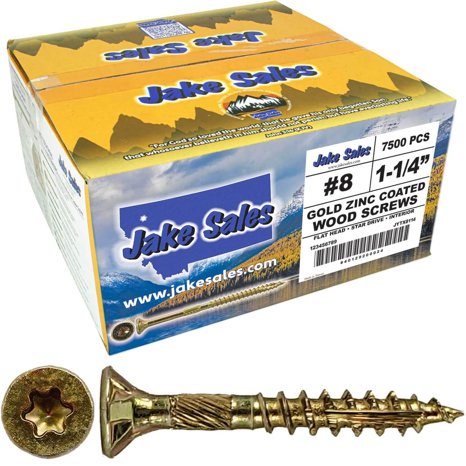 #8 Gold Star/Torx Drive Zinc Coated T-20 Flat Head Wood Screws - Image 23