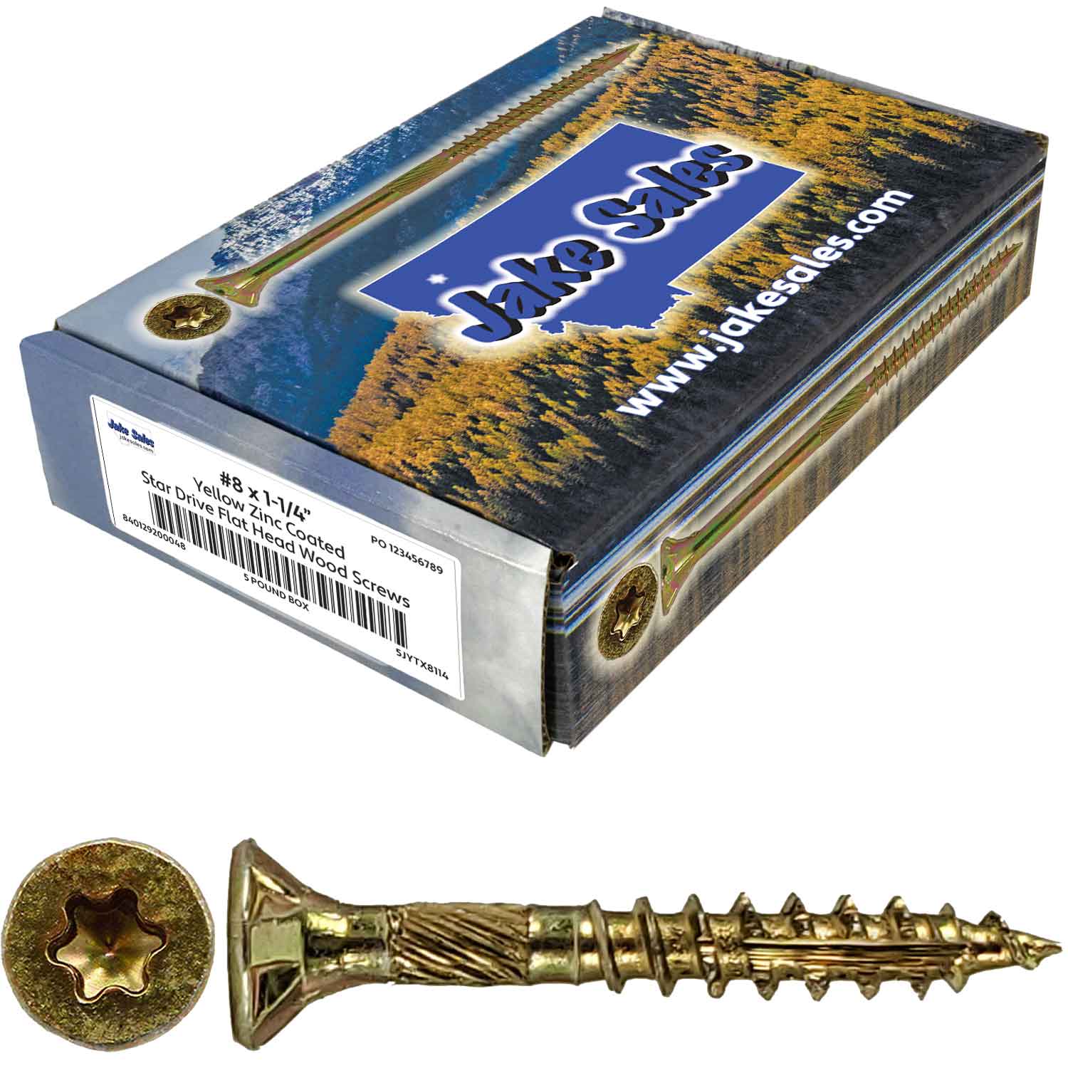 #8 Gold Star/Torx Drive Zinc Coated T-20 Flat Head Wood Screws - Image 27