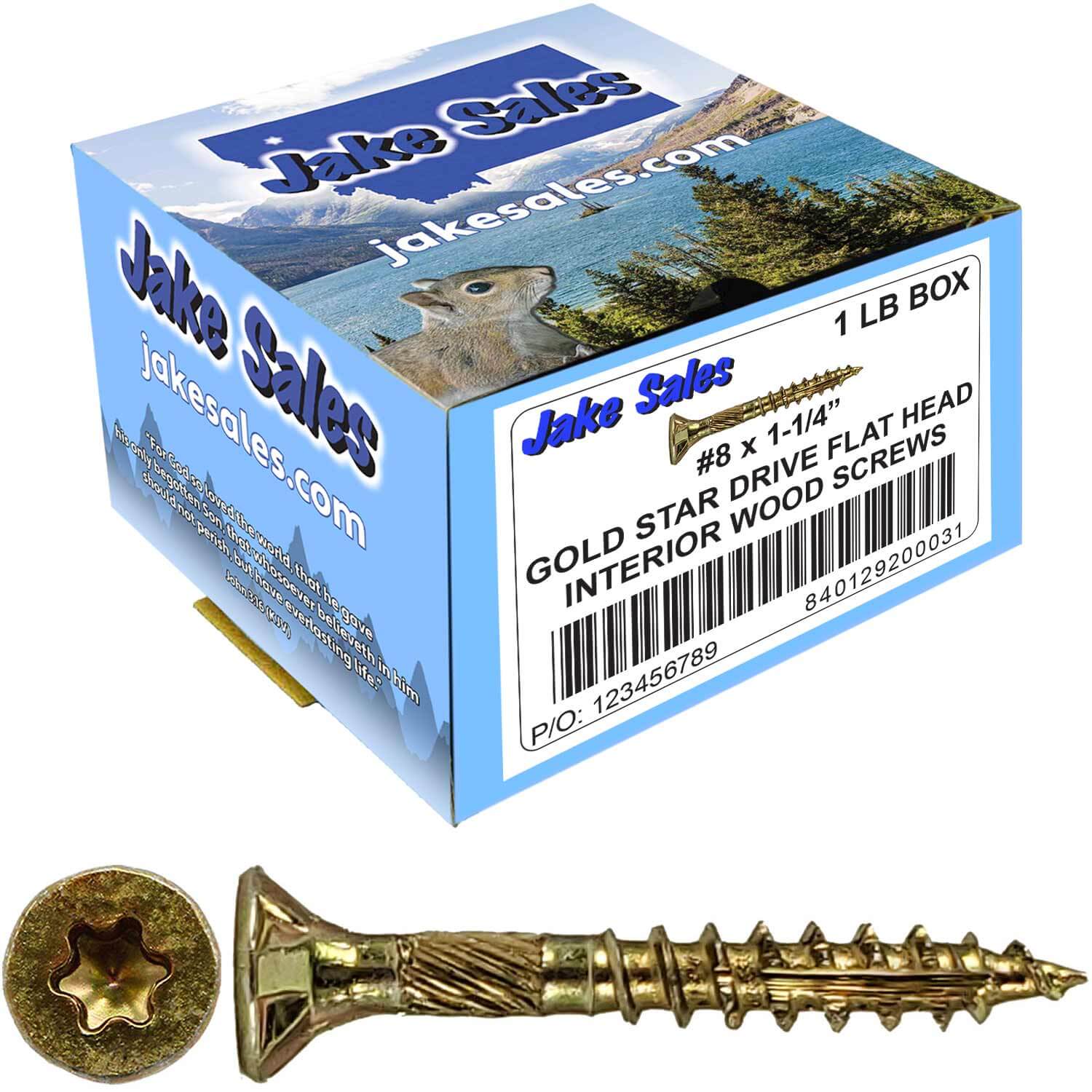 #8 Gold Star/Torx Drive Zinc Coated T-20 Flat Head Wood Screws - Image 28