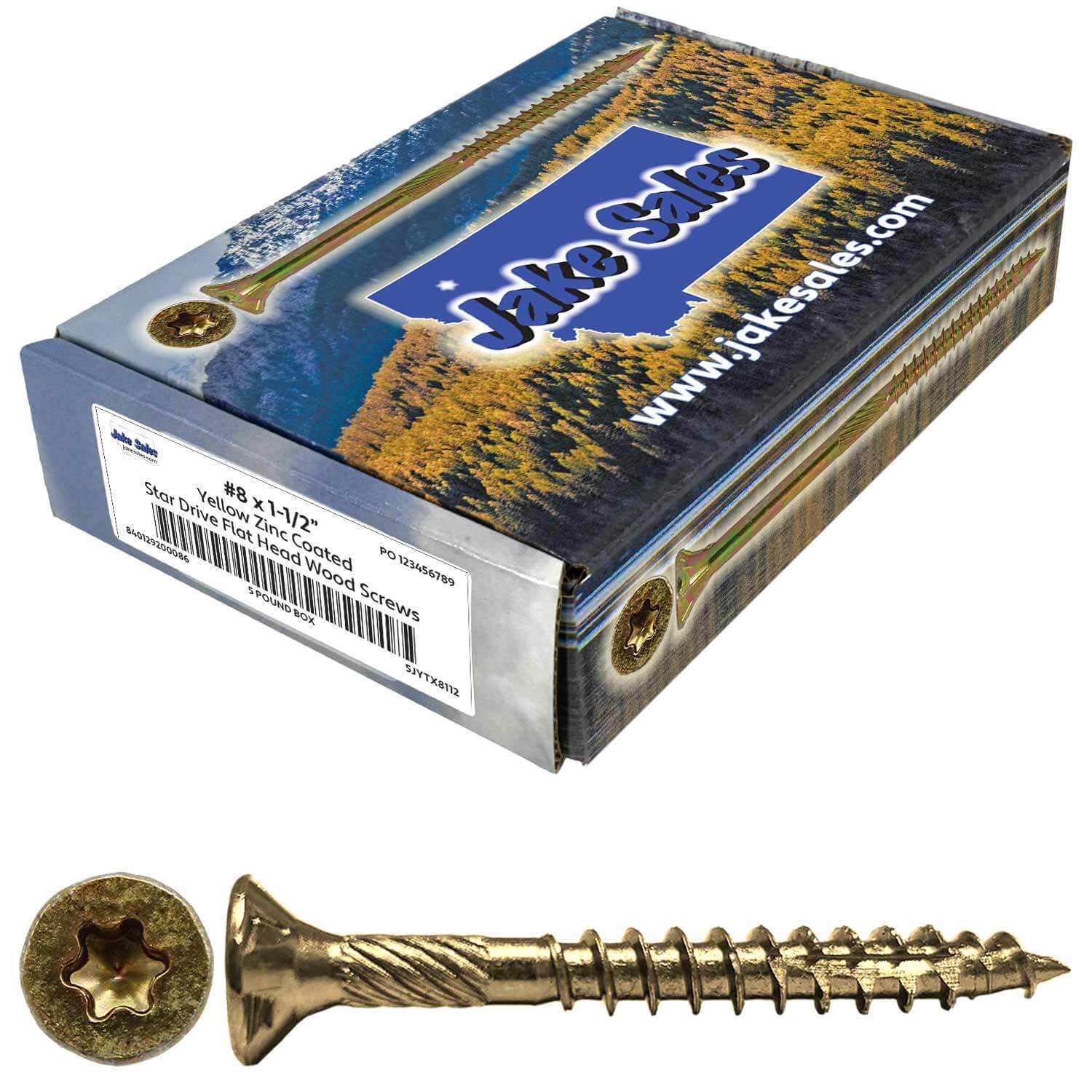 #8 Gold Star/Torx Drive Zinc Coated T-20 Flat Head Wood Screws - Image 29