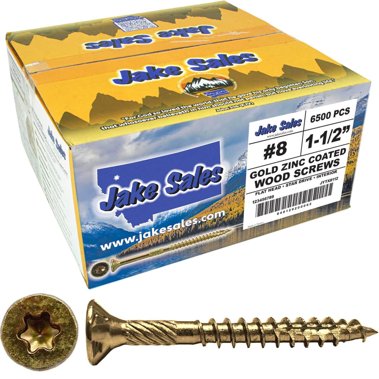 #8 Gold Star/Torx Drive Zinc Coated T-20 Flat Head Wood Screws - Image 30