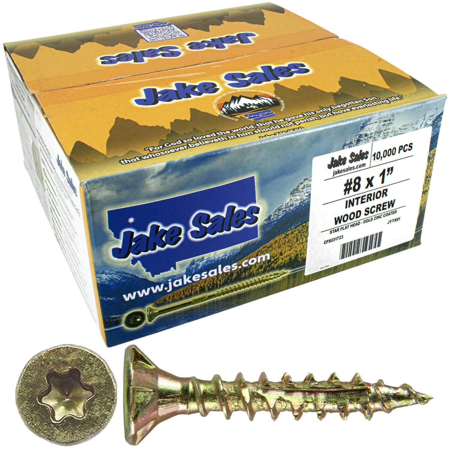 #8 Gold Star/Torx Drive Zinc Coated T-20 Flat Head Wood Screws - Image 31