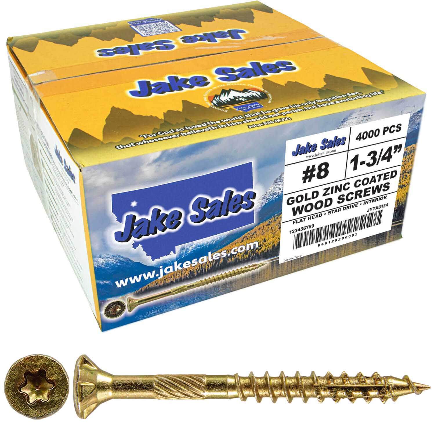 #8 Gold Star/Torx Drive Zinc Coated T-20 Flat Head Wood Screws - Image 32