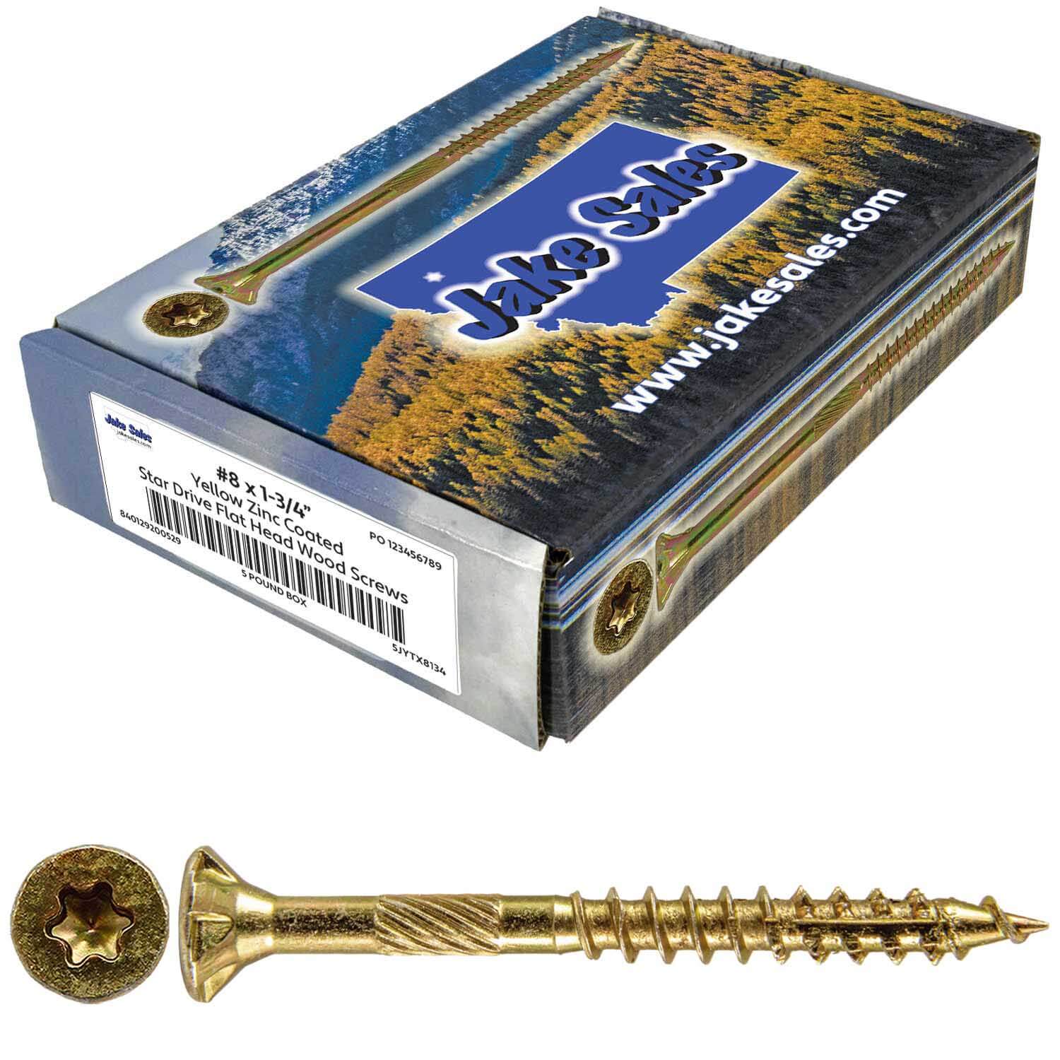 #8 Gold Star/Torx Drive Zinc Coated T-20 Flat Head Wood Screws - Image 39