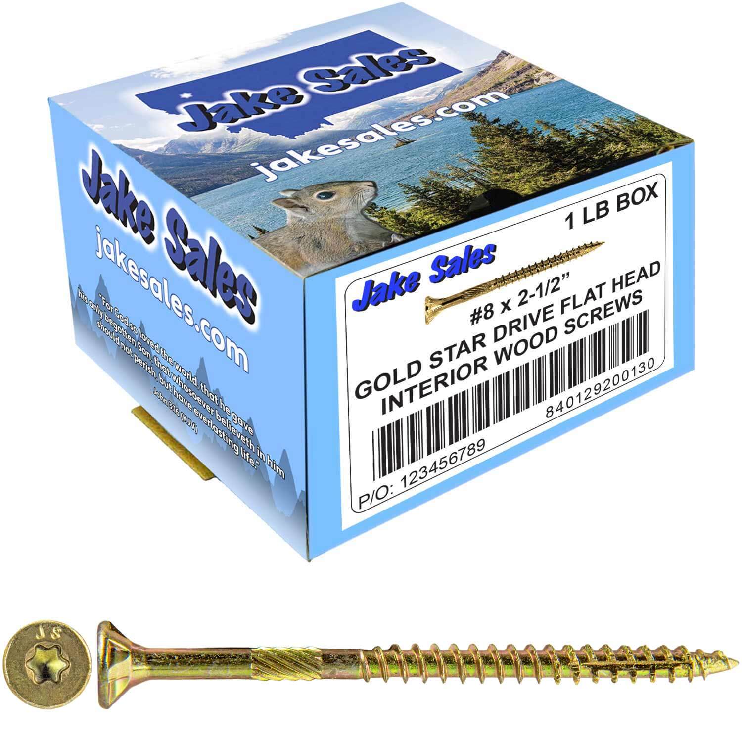 #8 Gold Star/Torx Drive Zinc Coated T-20 Flat Head Wood Screws - Image 50