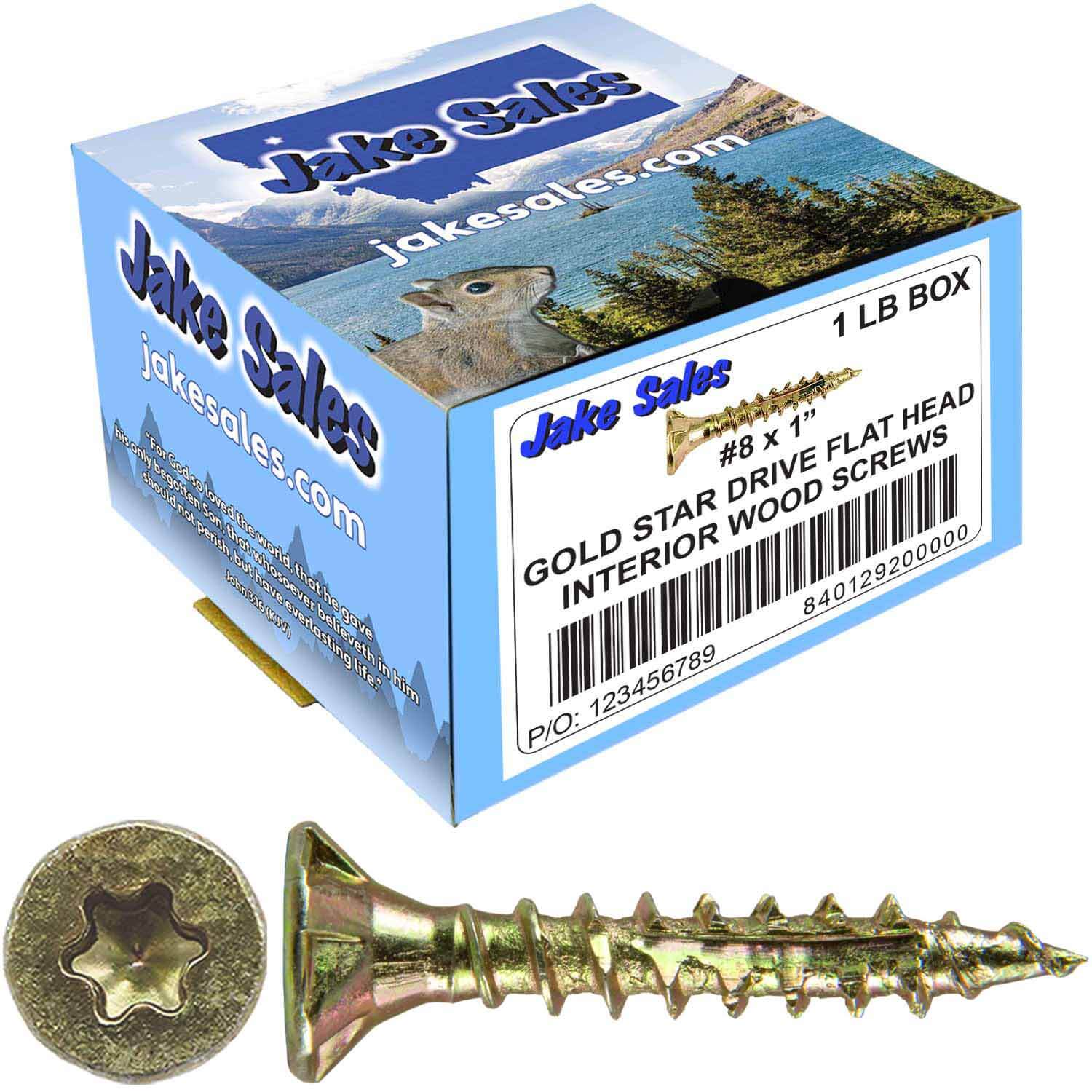 #8 Gold Star/Torx Drive Zinc Coated T-20 Flat Head Wood Screws - Image 54