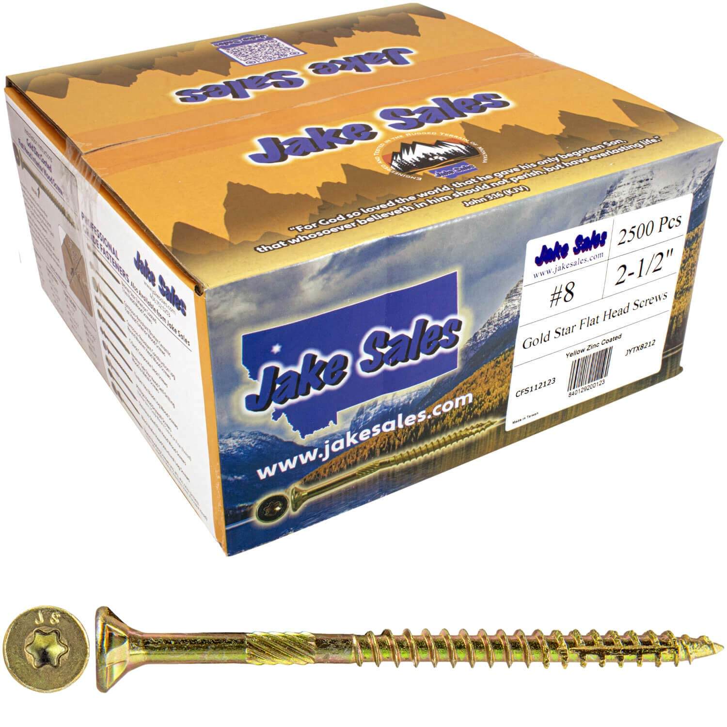 #8 Gold Star/Torx Drive Zinc Coated T-20 Flat Head Wood Screws - Image 8