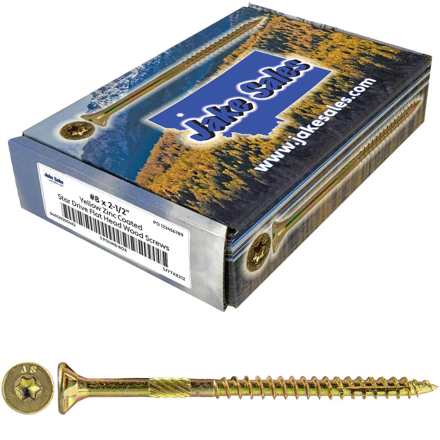 #8 Gold Star/Torx Drive Zinc Coated T-20 Flat Head Wood Screws - Image 9