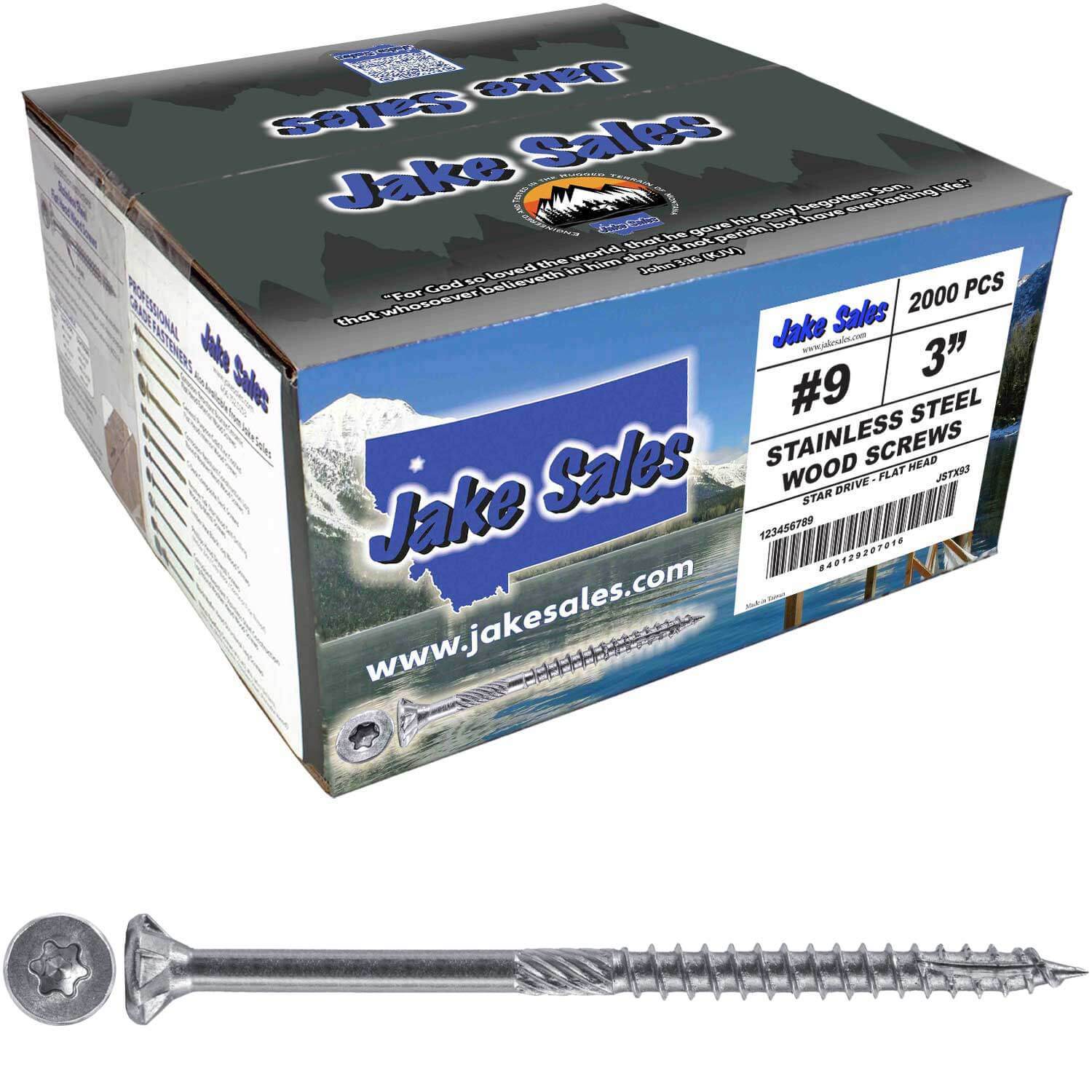 #9 Silver Star Stainless Steel Wood Screw Torx/Star Drive Head - Grade 300 Series Stainless Steel Torx/Star Drive Wood Screws - Image 16