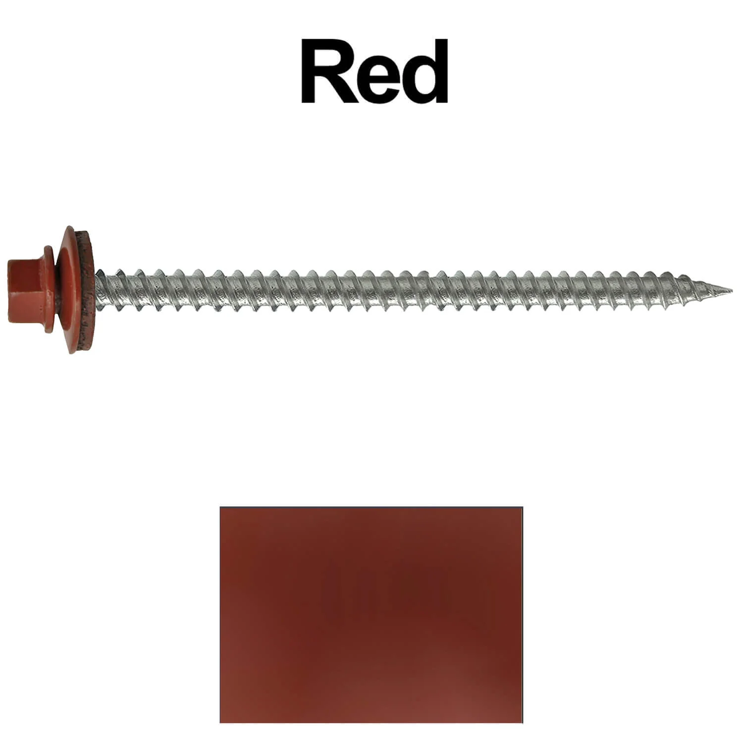 #9 x 3" Stainless Steel Metal Roofing Screws - Hex Washer Head - Self starting/self tapping - EPDM washer. Colored head. - Image 113