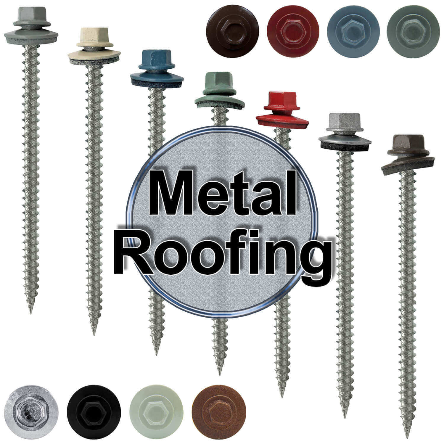 #9 x 3" Stainless Steel Metal Roofing Screws - Hex Washer Head - Self starting/self tapping - EPDM washer. Colored head. - Image 123