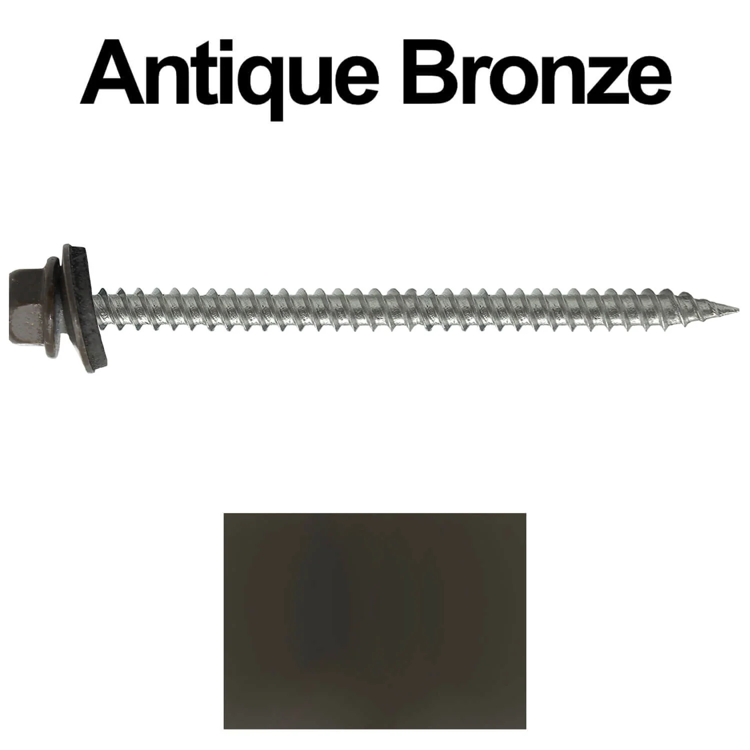 #9 x 3" Stainless Steel Metal Roofing Screws - Hex Washer Head - Self starting/self tapping - EPDM washer. Colored head. - Image 128