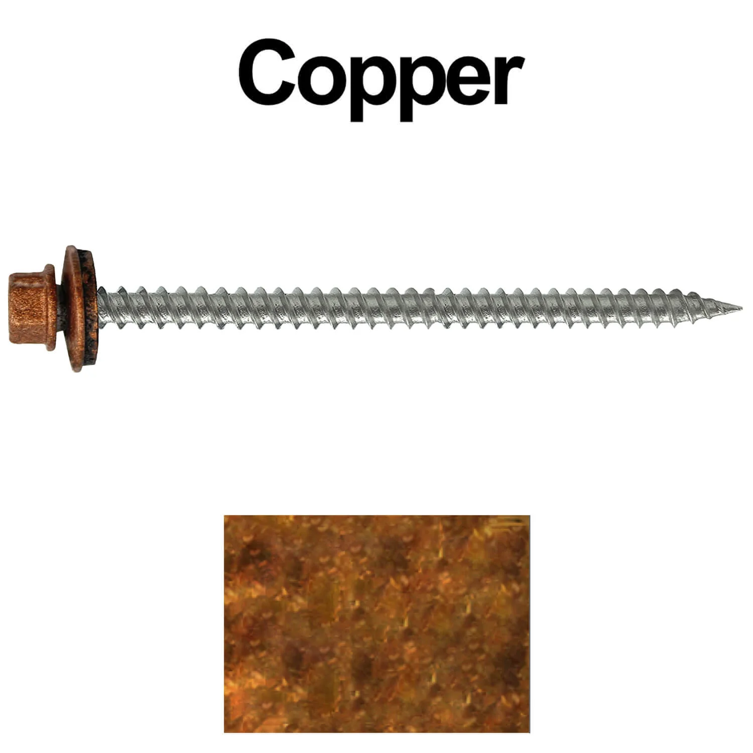 #9 x 3" Stainless Steel Metal Roofing Screws - Hex Washer Head - Self starting/self tapping - EPDM washer. Colored head. - Image 15