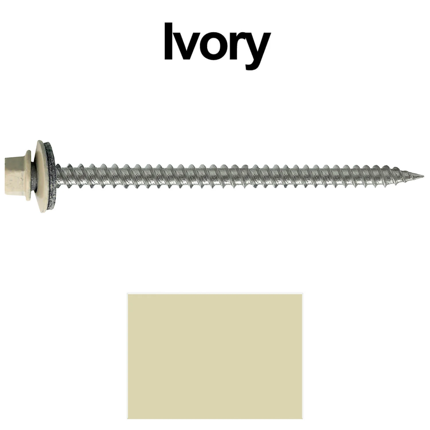 #9 x 3" Stainless Steel Metal Roofing Screws - Hex Washer Head - Self starting/self tapping - EPDM washer. Colored head. - Image 150