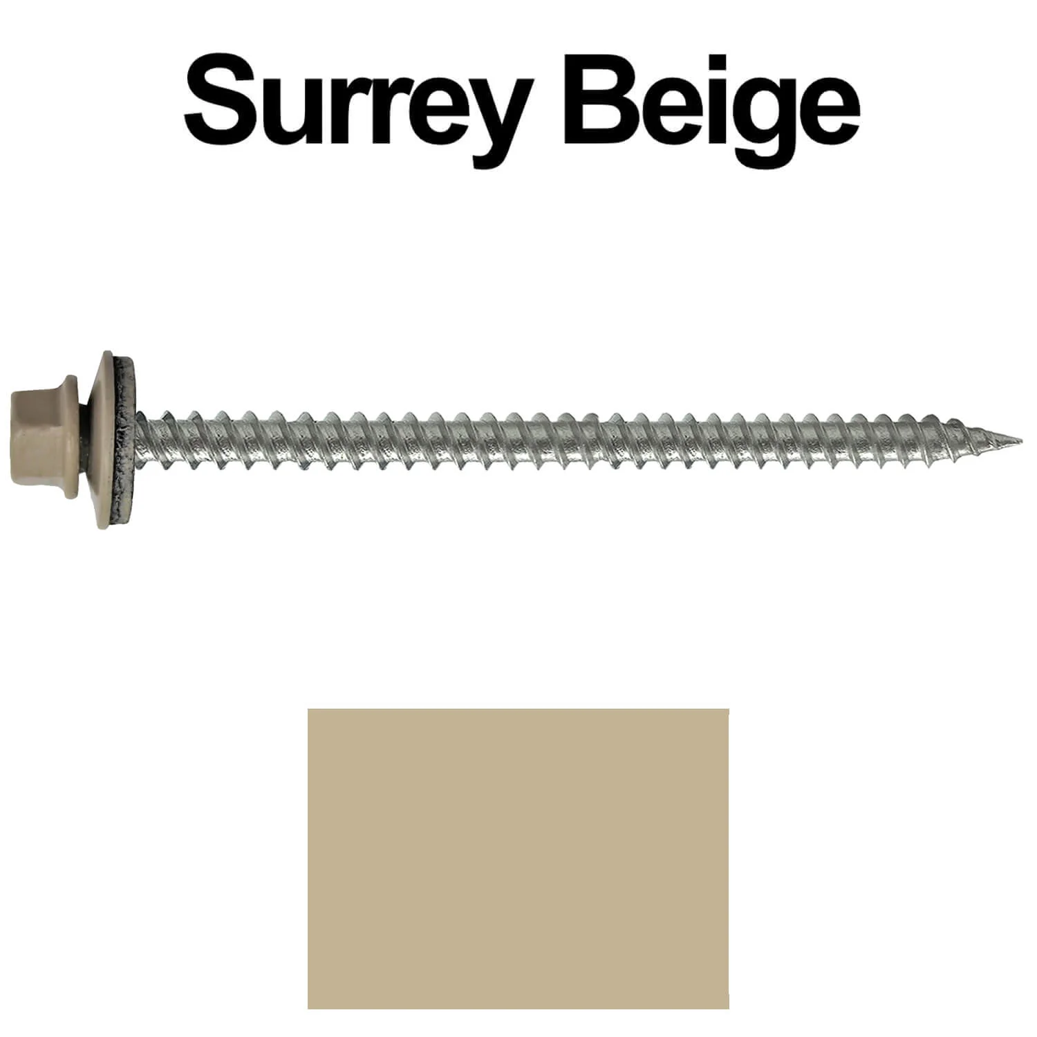 #9 x 3" Stainless Steel Metal Roofing Screws - Hex Washer Head - Self starting/self tapping - EPDM washer. Colored head. - Image 163