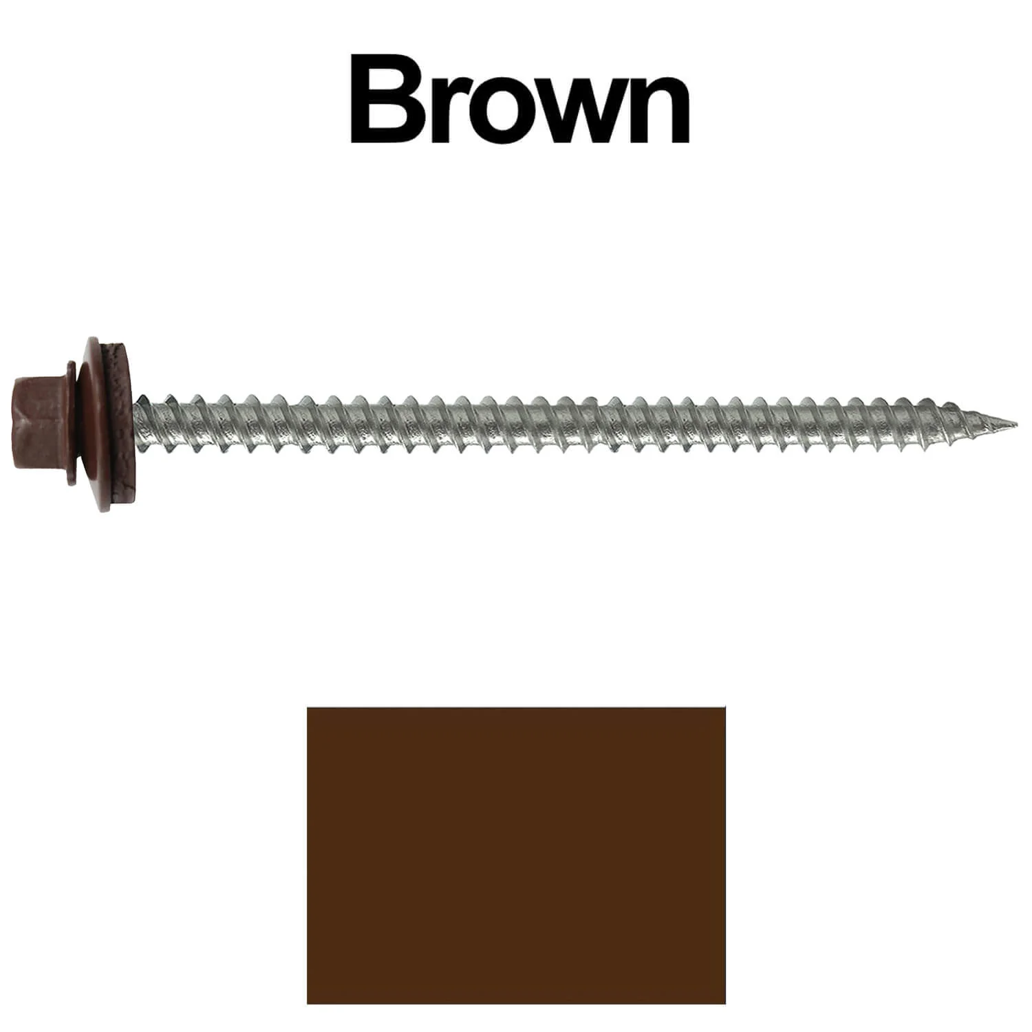 #9 x 3" Stainless Steel Metal Roofing Screws - Hex Washer Head - Self starting/self tapping - EPDM washer. Colored head. - Image 180