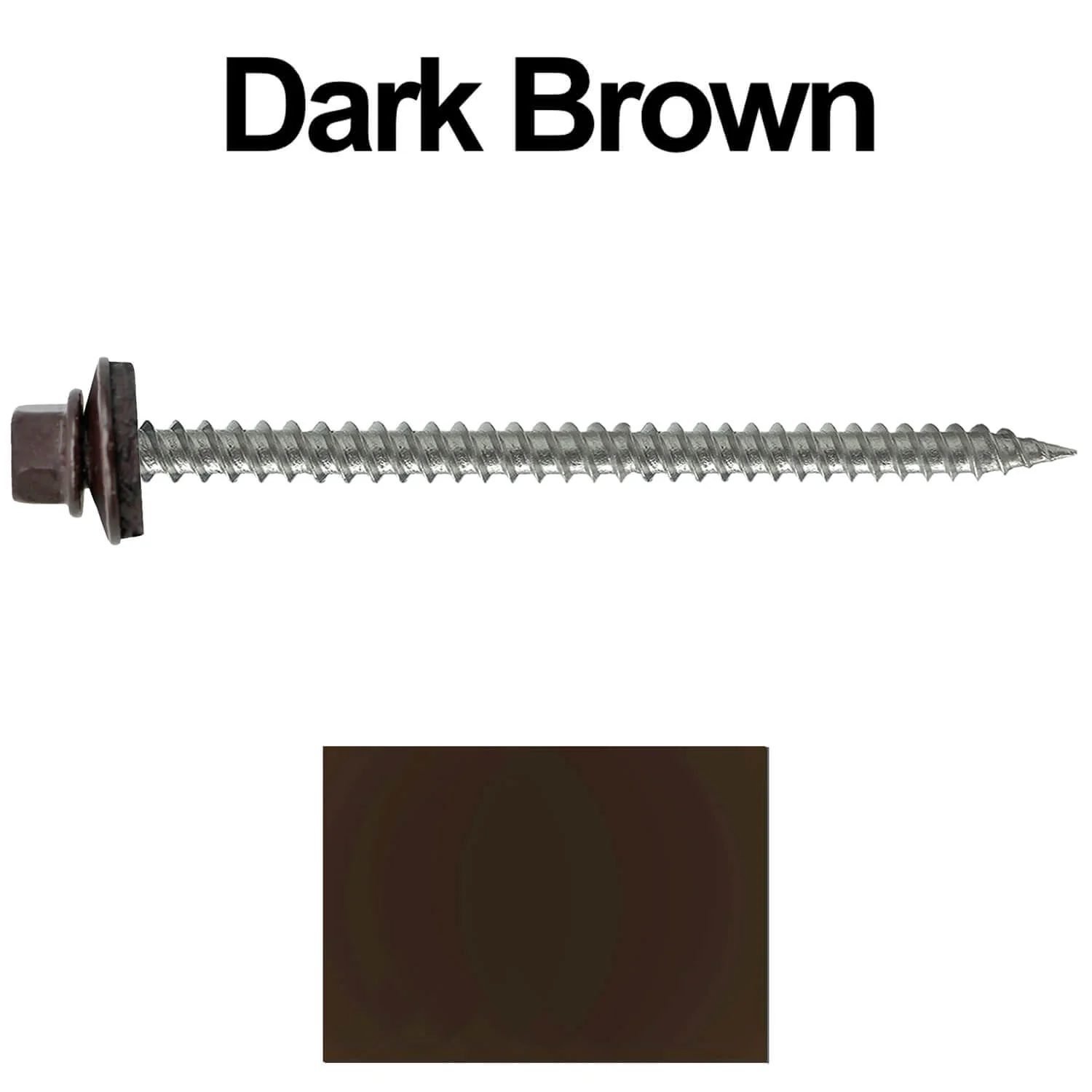#9 x 3" Stainless Steel Metal Roofing Screws - Hex Washer Head - Self starting/self tapping - EPDM washer. Colored head. - Image 200