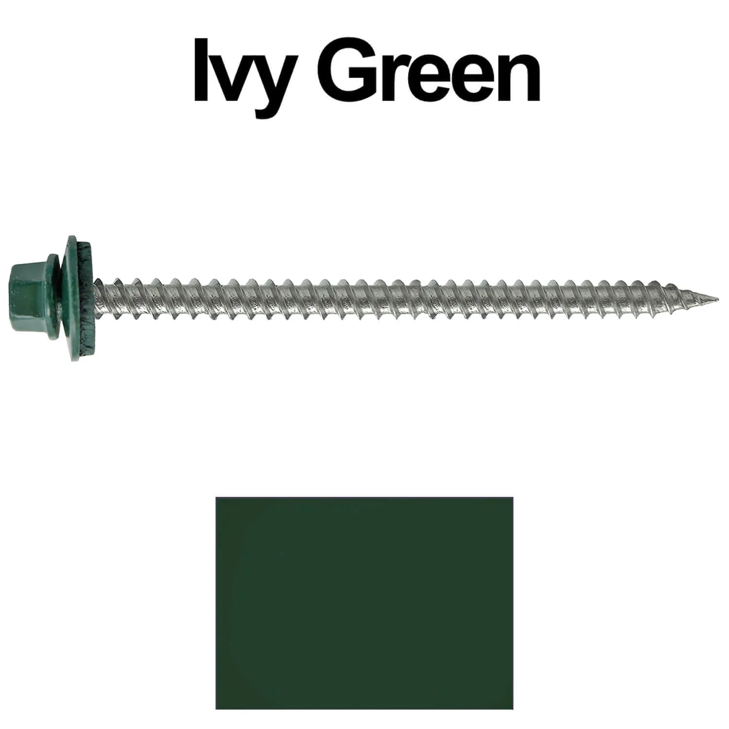 #9 x 3" Stainless Steel Metal Roofing Screws - Hex Washer Head - Self starting/self tapping - EPDM washer. Colored head. - Image 218