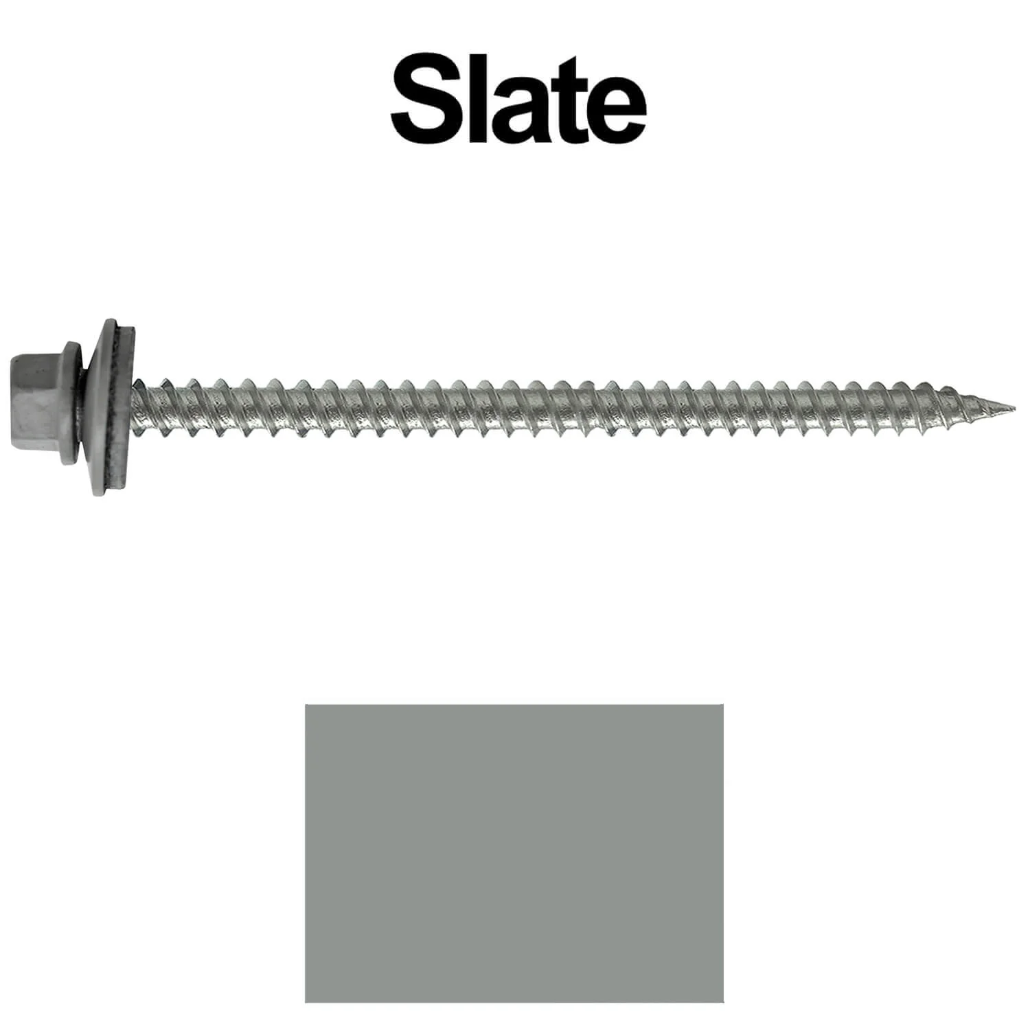 #9 x 3" Stainless Steel Metal Roofing Screws - Hex Washer Head - Self starting/self tapping - EPDM washer. Colored head. - Image 239