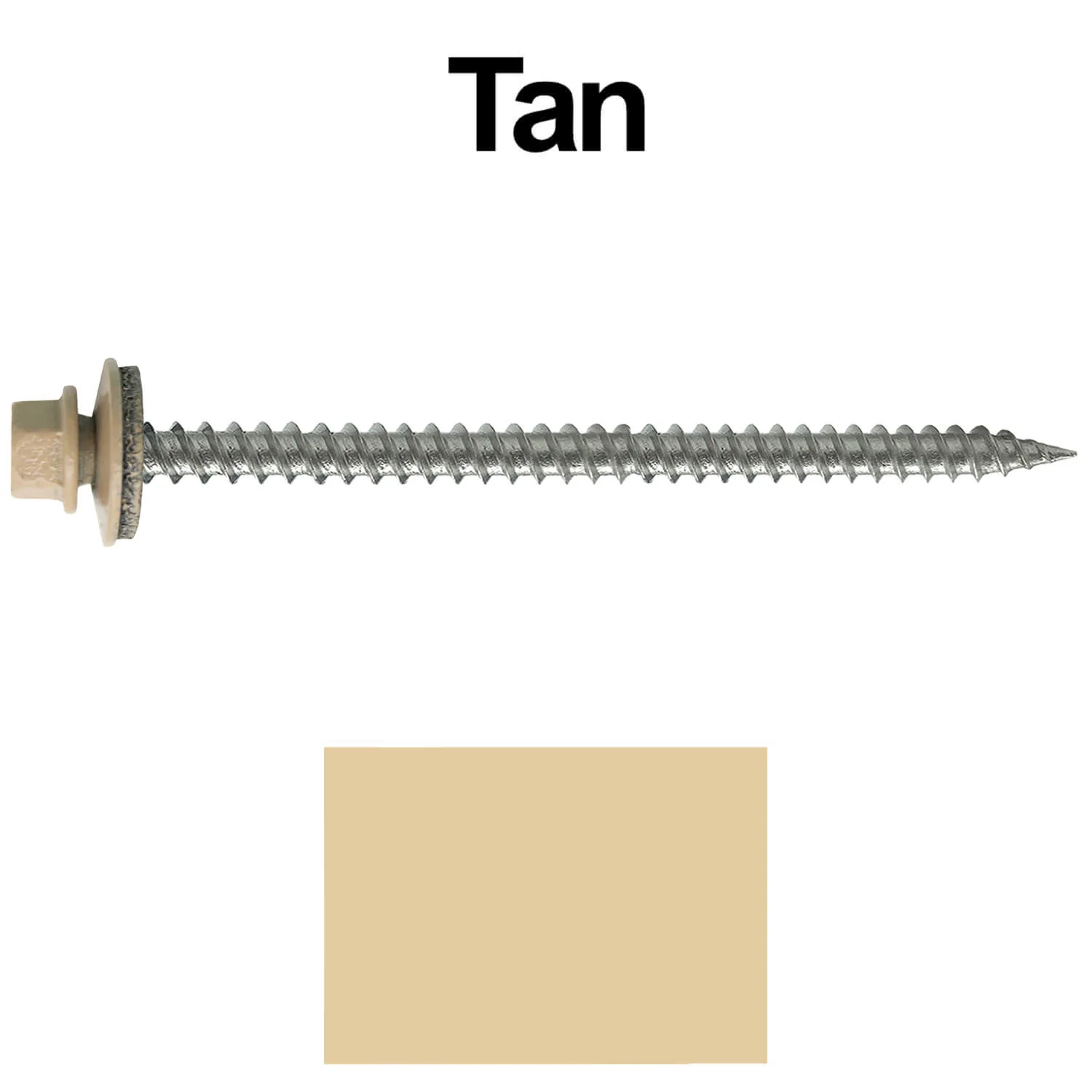 #9 x 3" Stainless Steel Metal Roofing Screws - Hex Washer Head - Self starting/self tapping - EPDM washer. Colored head. - Image 244