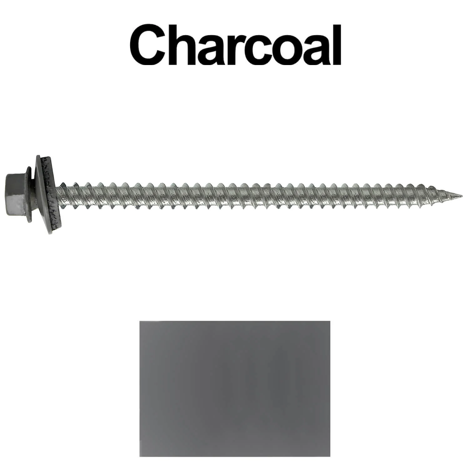 #9 x 3" Stainless Steel Metal Roofing Screws - Hex Washer Head - Self starting/self tapping - EPDM washer. Colored head. - Image 63
