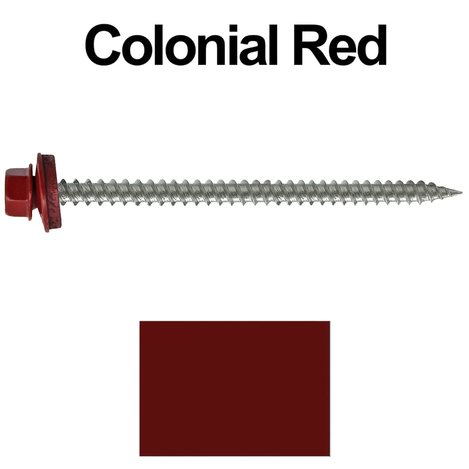 #9 x 3" Stainless Steel Metal Roofing Screws - Hex Washer Head - Self starting/self tapping - EPDM washer. Colored head. - Image 67