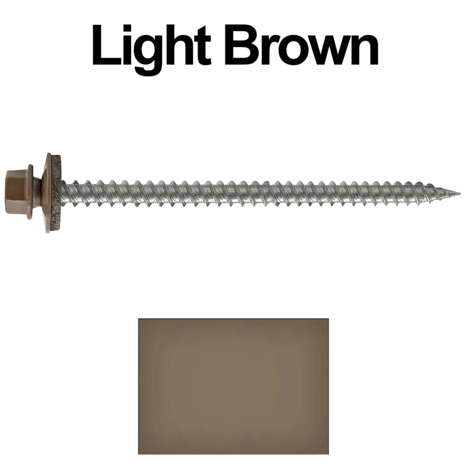 #9 x 3" Stainless Steel Metal Roofing Screws - Hex Washer Head - Self starting/self tapping - EPDM washer. Colored head. - Image 98