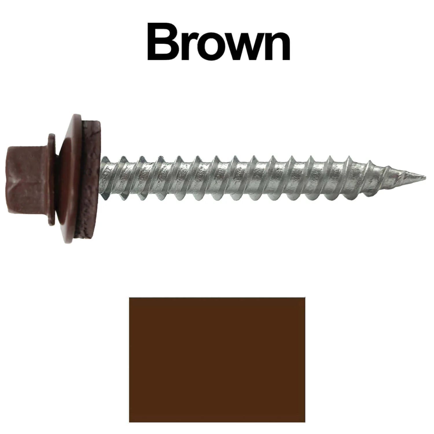 #9 x 1-1/2" Stainless Steel Metal Roofing Screws - Hex Washer Head - Self-Piercing (SP) tip metal to wood siding screws. EPDM washer. Colored head. - Image 10