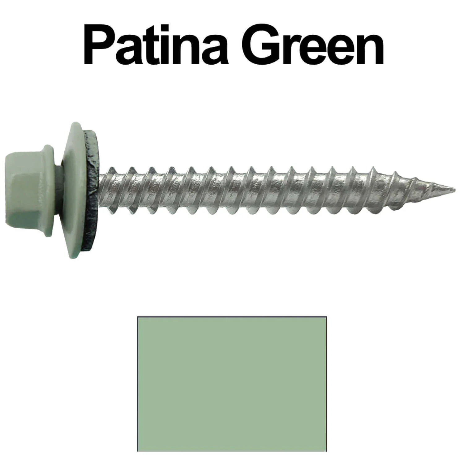 #9 x 1-1/2" Stainless Steel Metal Roofing Screws - Hex Washer Head - Self-Piercing (SP) tip metal to wood siding screws. EPDM washer. Colored head. - Image 110