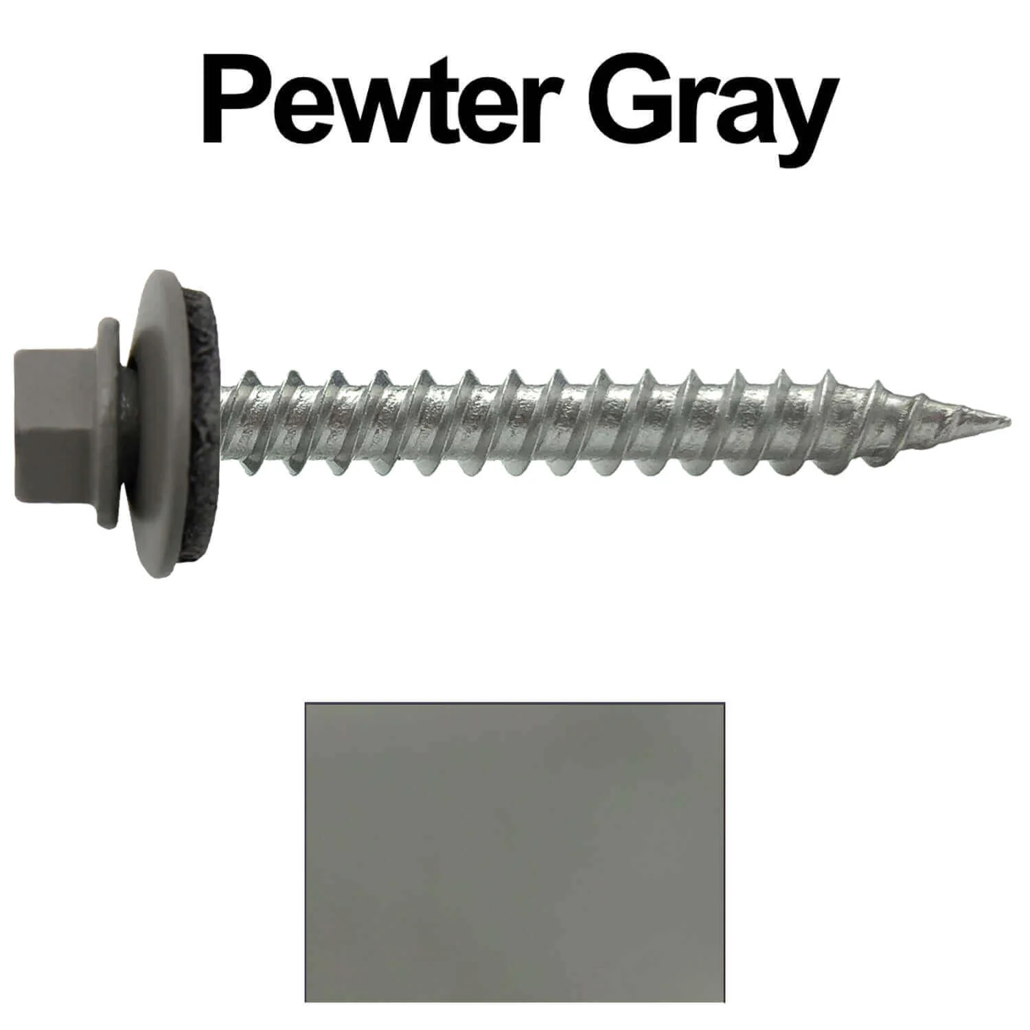 #9 x 1-1/2" Stainless Steel Metal Roofing Screws - Hex Washer Head - Self-Piercing (SP) tip metal to wood siding screws. EPDM washer. Colored head. - Image 112