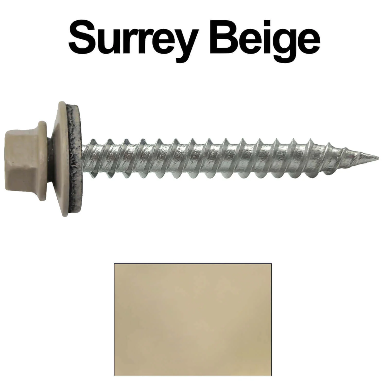 #9 x 1-1/2" Stainless Steel Metal Roofing Screws - Hex Washer Head - Self-Piercing (SP) tip metal to wood siding screws. EPDM washer. Colored head. - Image 121