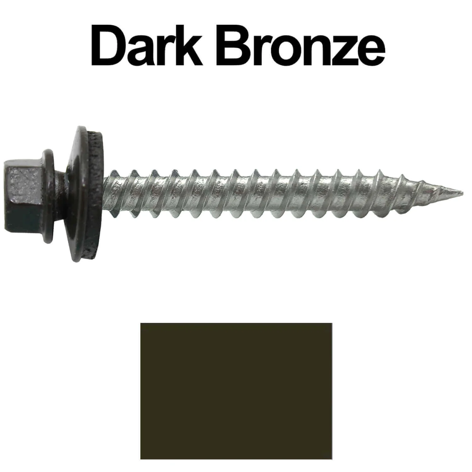 #9 x 1-1/2" Stainless Steel Metal Roofing Screws - Hex Washer Head - Self-Piercing (SP) tip metal to wood siding screws. EPDM washer. Colored head. - Image 19