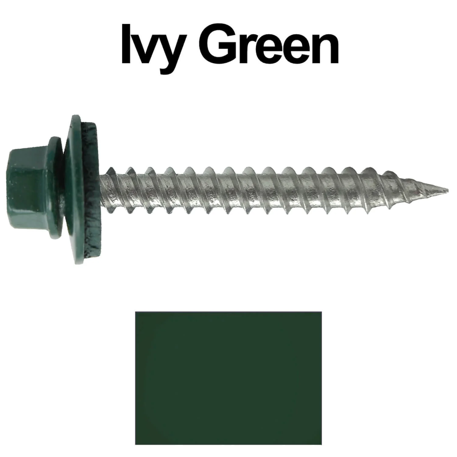 #9 x 1-1/2" Stainless Steel Metal Roofing Screws - Hex Washer Head - Self-Piercing (SP) tip metal to wood siding screws. EPDM washer. Colored head. - Image 29