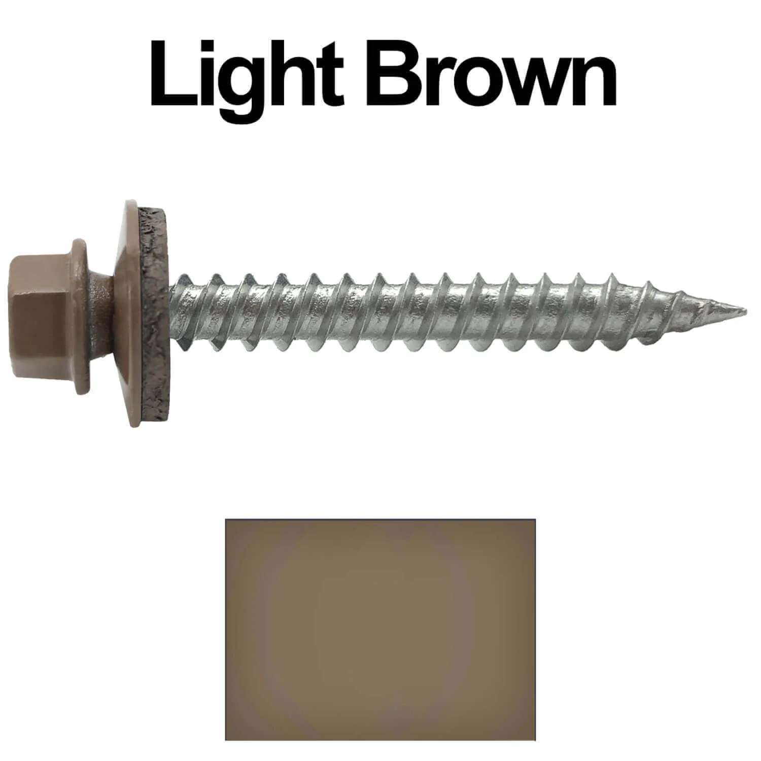#9 x 1-1/2" Stainless Steel Metal Roofing Screws - Hex Washer Head - Self-Piercing (SP) tip metal to wood siding screws. EPDM washer. Colored head. - Image 30