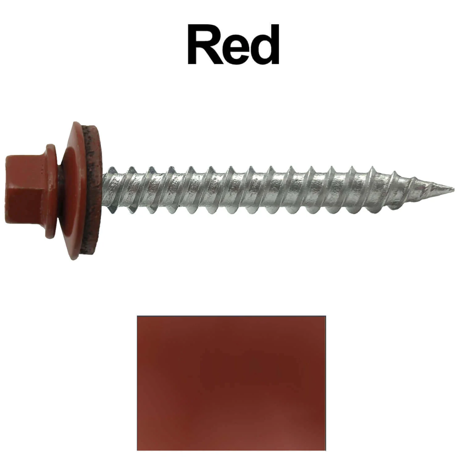 #9 x 1-1/2" Stainless Steel Metal Roofing Screws - Hex Washer Head - Self-Piercing (SP) tip metal to wood siding screws. EPDM washer. Colored head. - Image 38