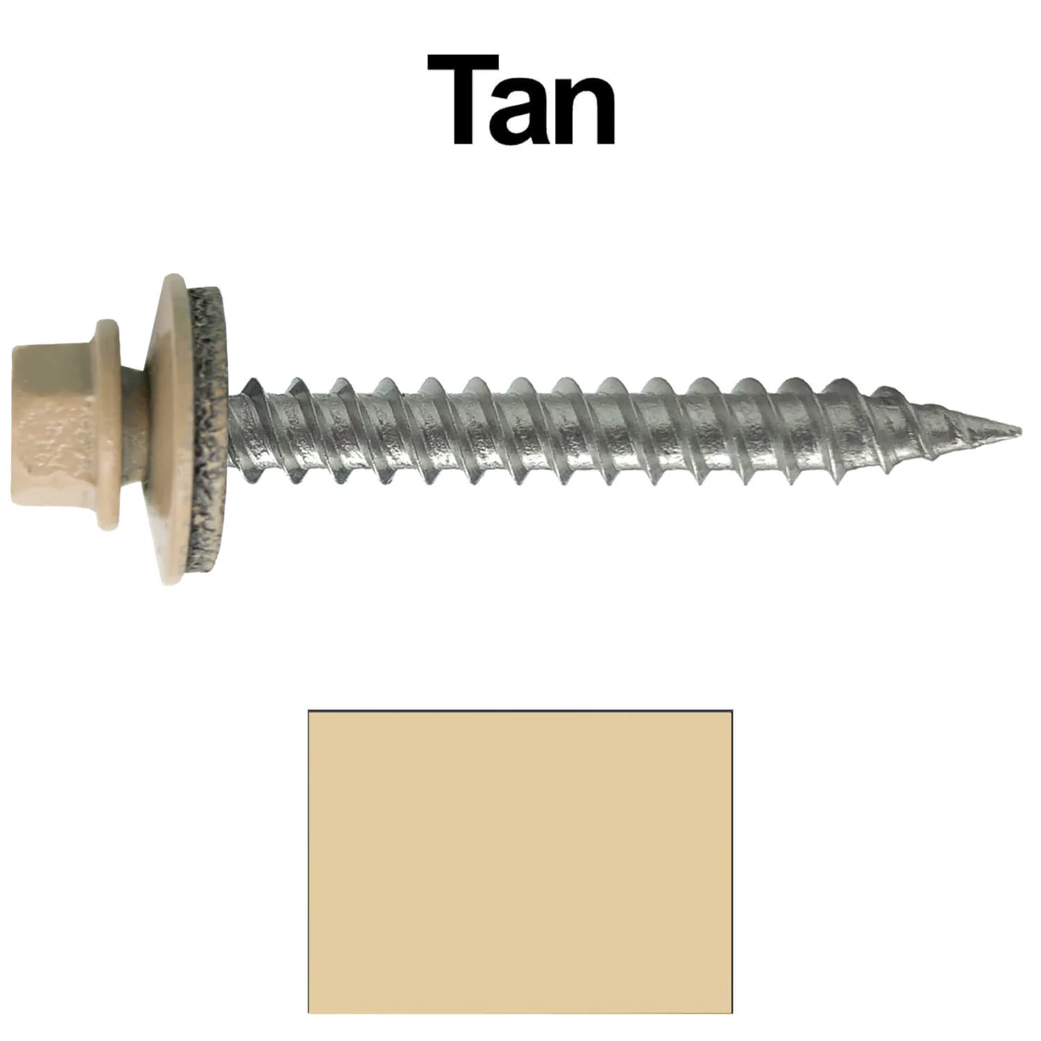 #9 x 1-1/2" Stainless Steel Metal Roofing Screws - Hex Washer Head - Self-Piercing (SP) tip metal to wood siding screws. EPDM washer. Colored head. - Image 42