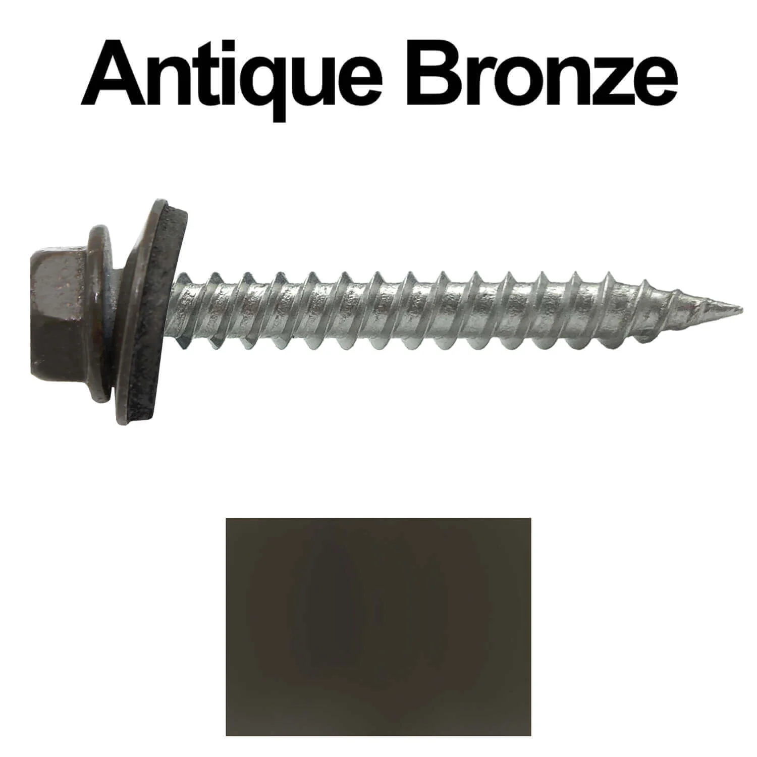 #9 x 1-1/2" Stainless Steel Metal Roofing Screws - Hex Washer Head - Self-Piercing (SP) tip metal to wood siding screws. EPDM washer. Colored head. - Image 49