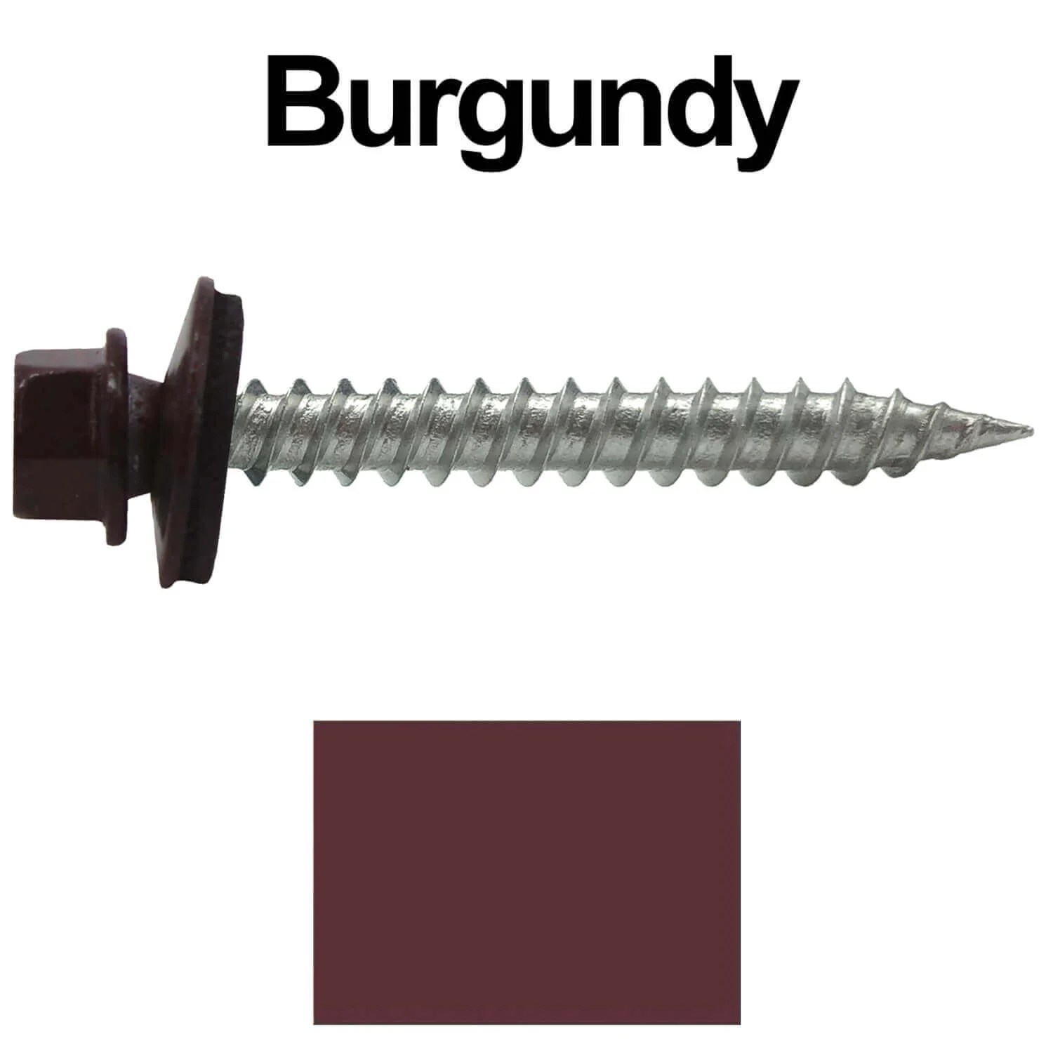 #9 x 1-1/2" Stainless Steel Metal Roofing Screws - Hex Washer Head - Self-Piercing (SP) tip metal to wood siding screws. EPDM washer. Colored head. - Image 63