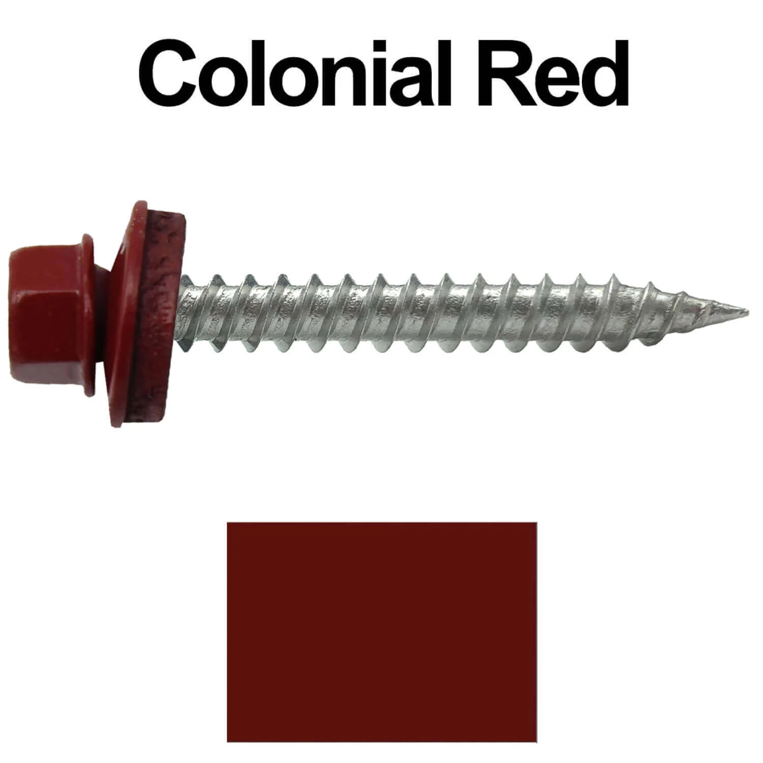 #9 x 1-1/2" Stainless Steel Metal Roofing Screws - Hex Washer Head - Self-Piercing (SP) tip metal to wood siding screws. EPDM washer. Colored head. - Image 69