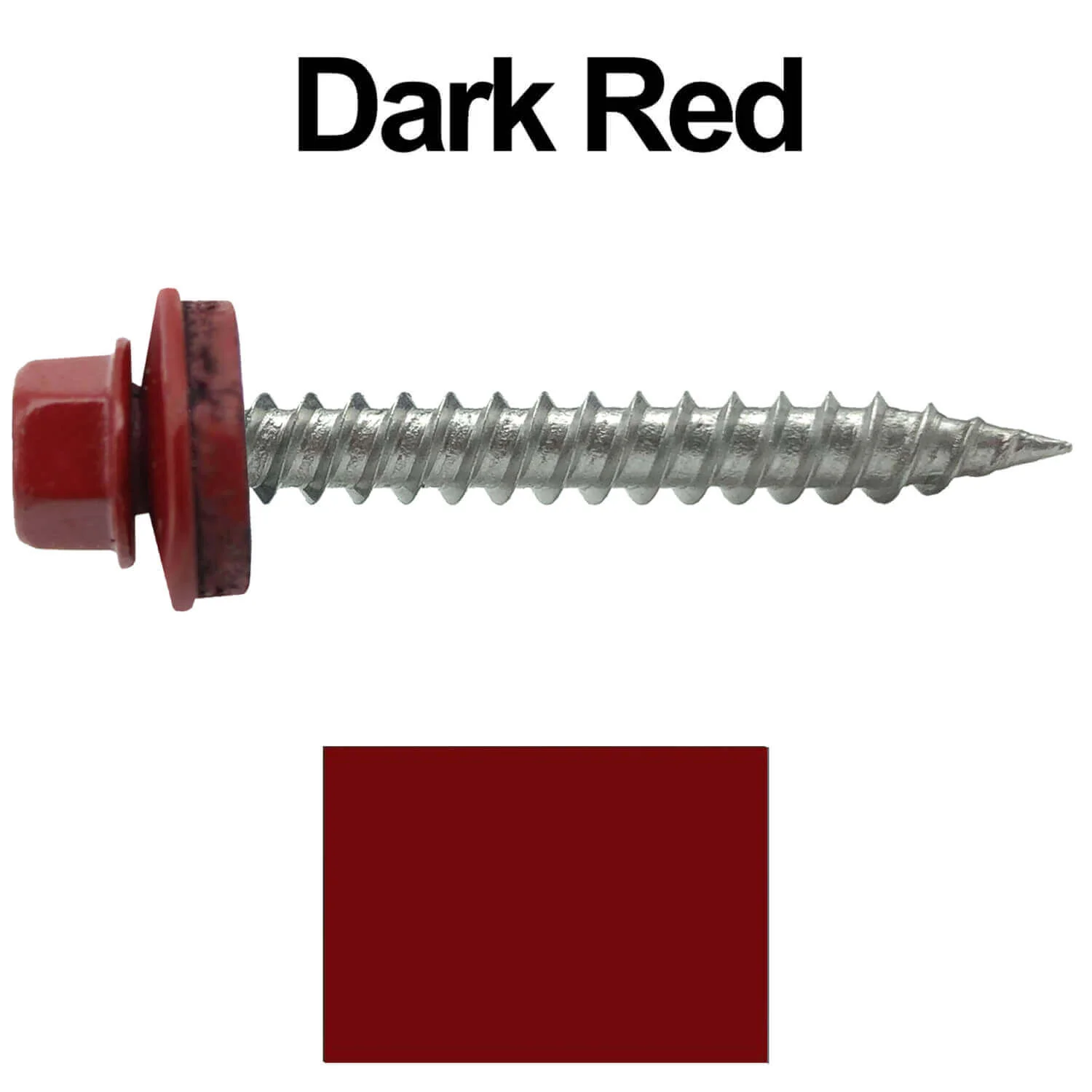 #9 x 1-1/2" Stainless Steel Metal Roofing Screws - Hex Washer Head - Self-Piercing (SP) tip metal to wood siding screws. EPDM washer. Colored head. - Image 81