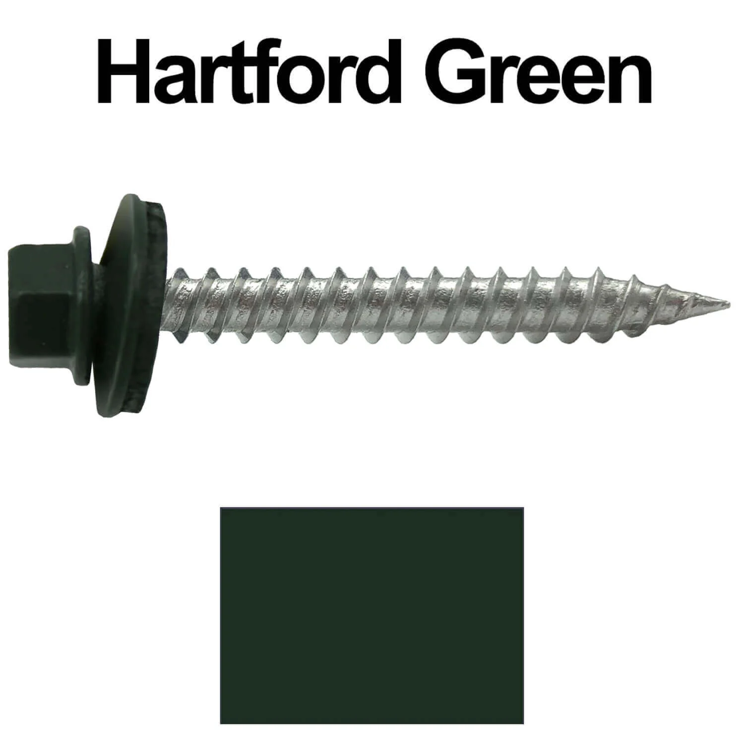 #9 x 1-1/2" Stainless Steel Metal Roofing Screws - Hex Washer Head - Self-Piercing (SP) tip metal to wood siding screws. EPDM washer. Colored head. - Image 89