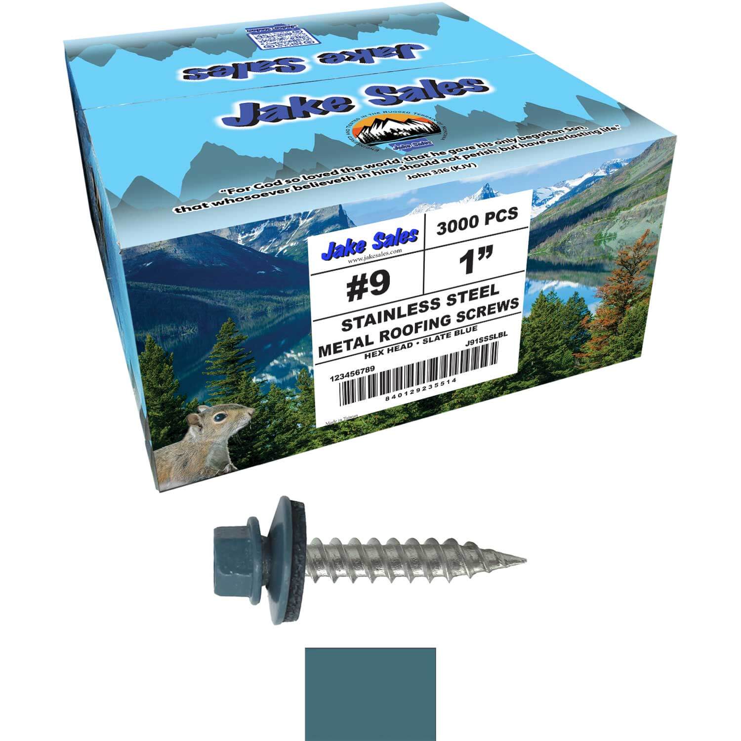 #9 x 1" Stainless Steel Metal Roofing Screws - Hex Washer Head - Self-Piercing (SP) tip metal to wood siding screws. EPDM washer. Colored head. - Image 111