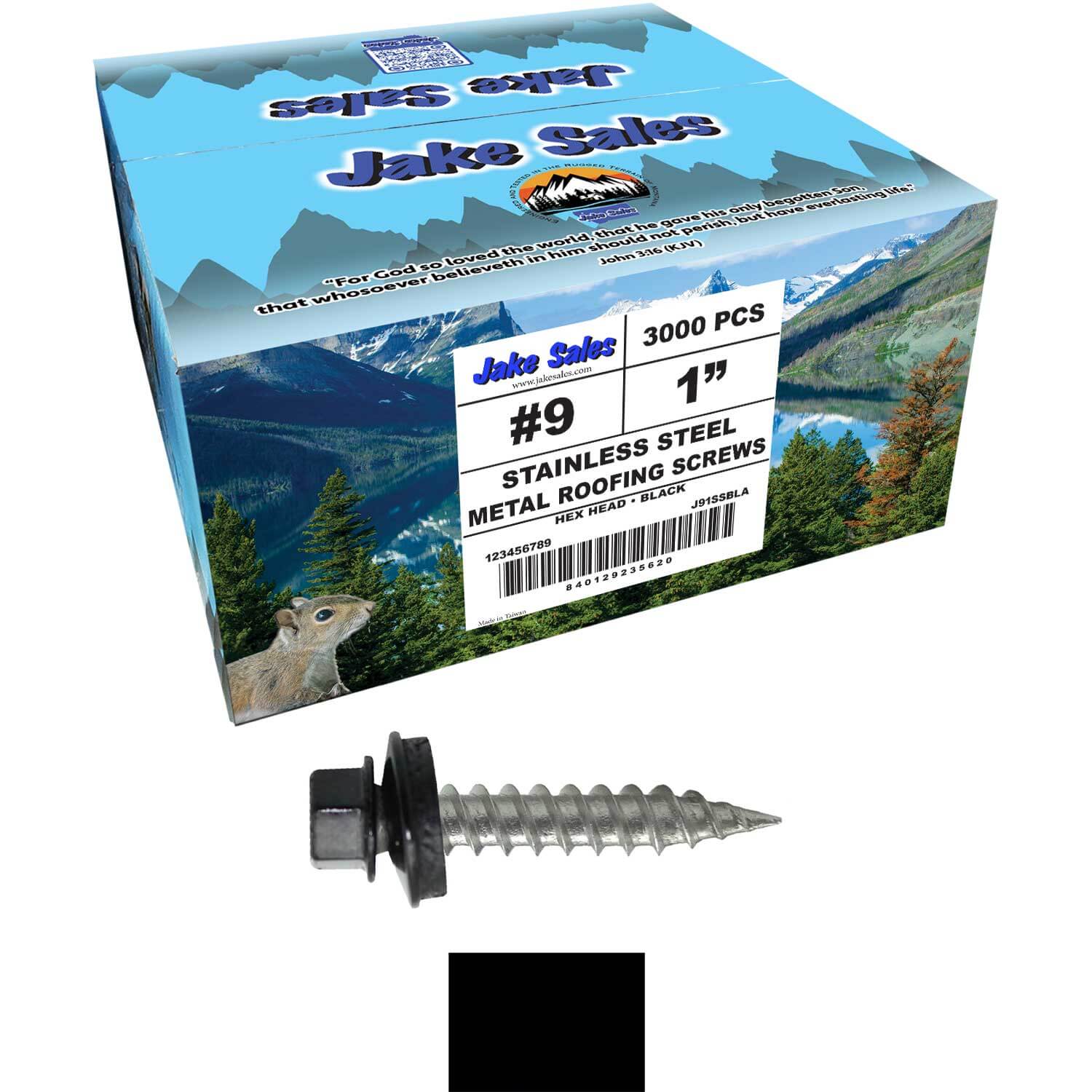 #9 x 1" Stainless Steel Metal Roofing Screws - Hex Washer Head - Self-Piercing (SP) tip metal to wood siding screws. EPDM washer. Colored head. - Image 122