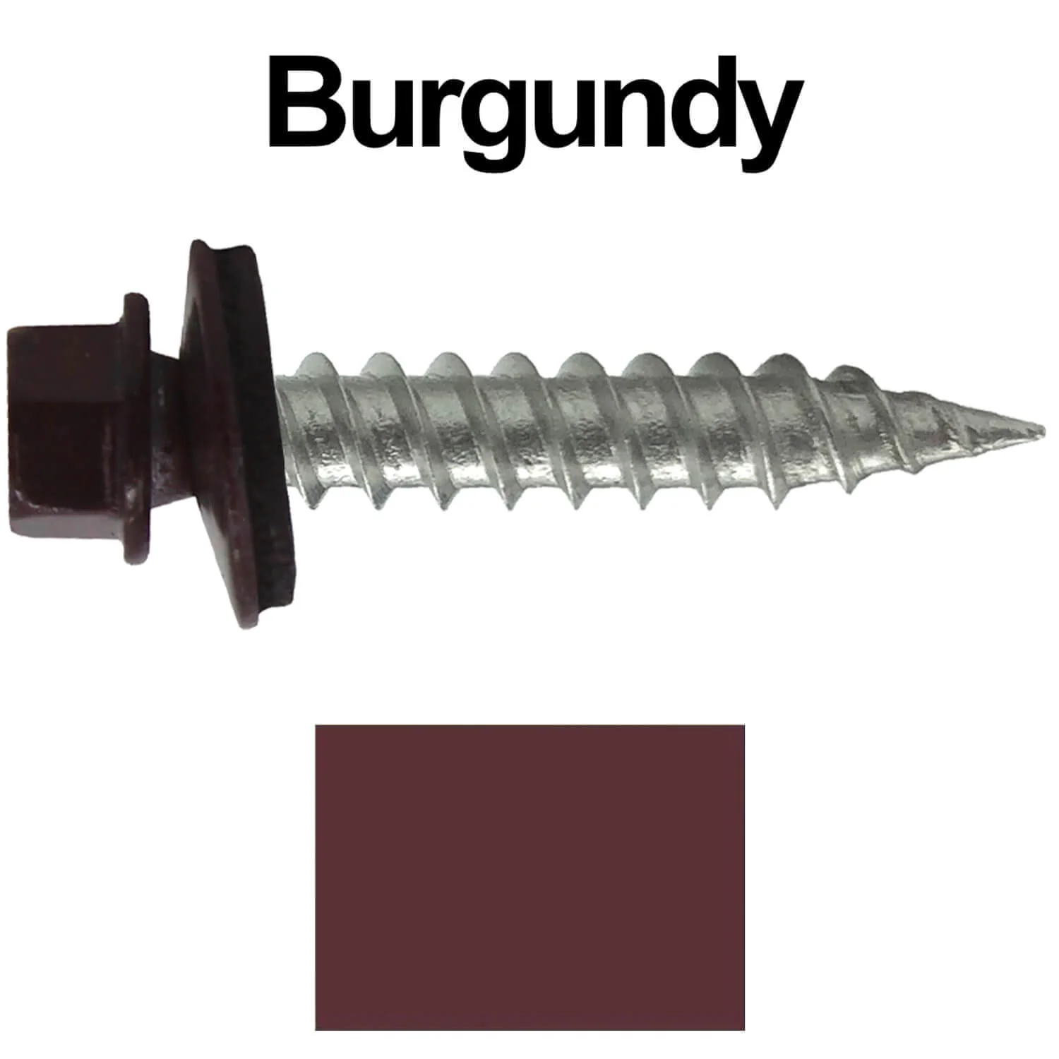 #9 x 1" Stainless Steel Metal Roofing Screws - Hex Washer Head - Self-Piercing (SP) tip metal to wood siding screws. EPDM washer. Colored head. - Image 13