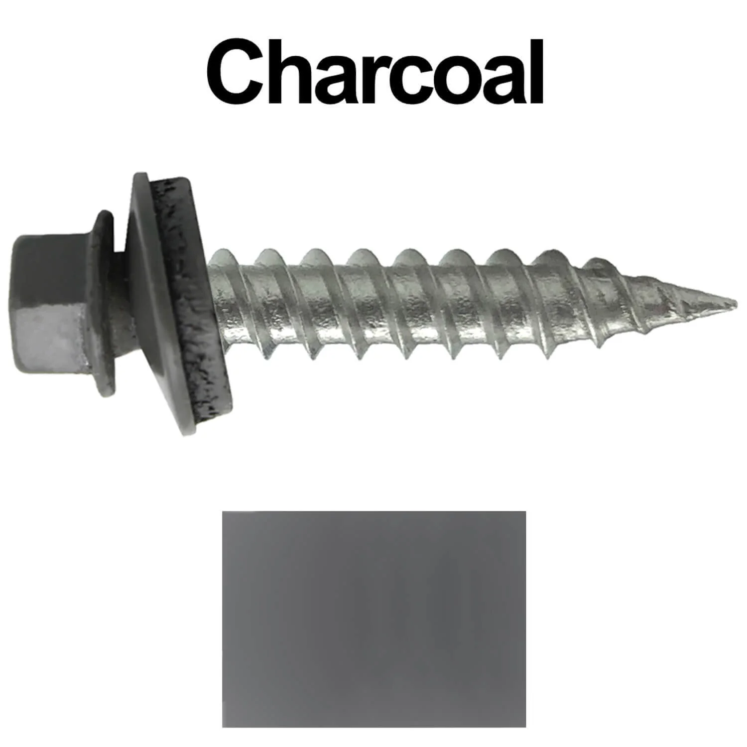 #9 x 1" Stainless Steel Metal Roofing Screws - Hex Washer Head - Self-Piercing (SP) tip metal to wood siding screws. EPDM washer. Colored head. - Image 14
