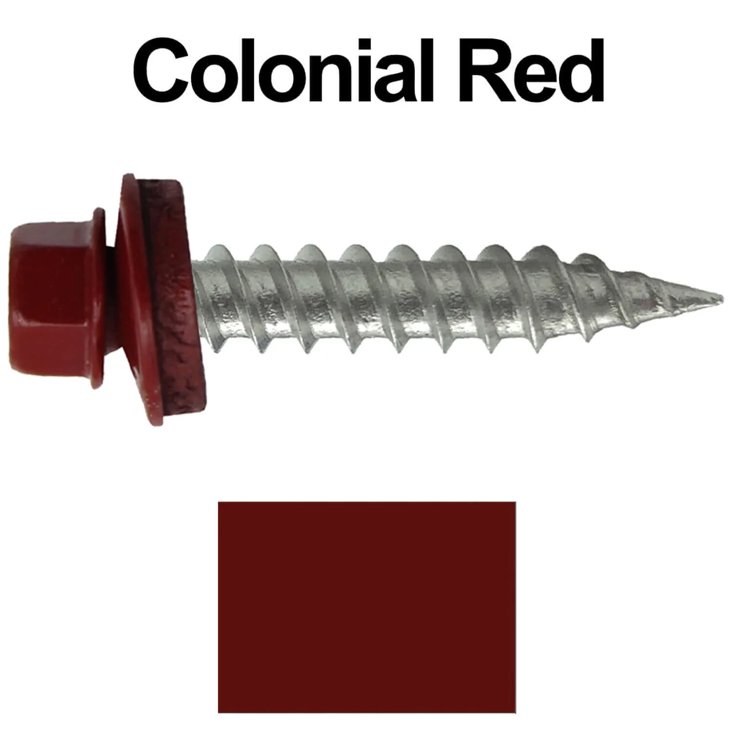 #9 x 1" Stainless Steel Metal Roofing Screws - Hex Washer Head - Self-Piercing (SP) tip metal to wood siding screws. EPDM washer. Colored head. - Image 16