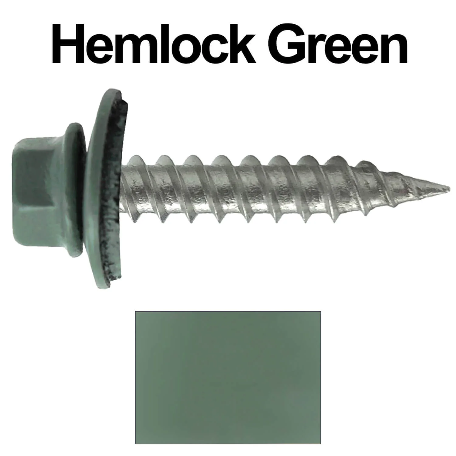 #9 x 1" Stainless Steel Metal Roofing Screws - Hex Washer Head - Self-Piercing (SP) tip metal to wood siding screws. EPDM washer. Colored head. - Image 26
