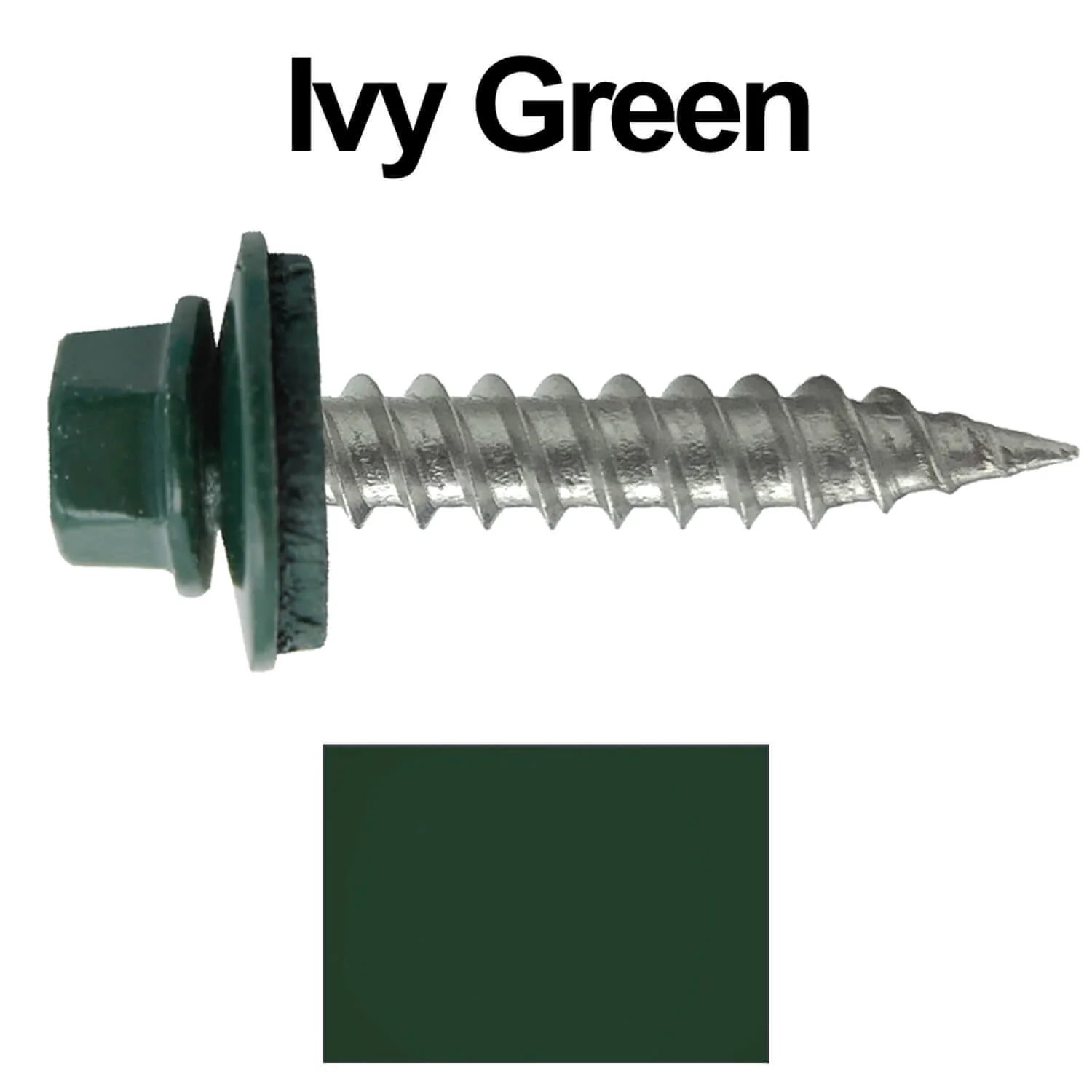 #9 x 1" Stainless Steel Metal Roofing Screws - Hex Washer Head - Self-Piercing (SP) tip metal to wood siding screws. EPDM washer. Colored head. - Image 29